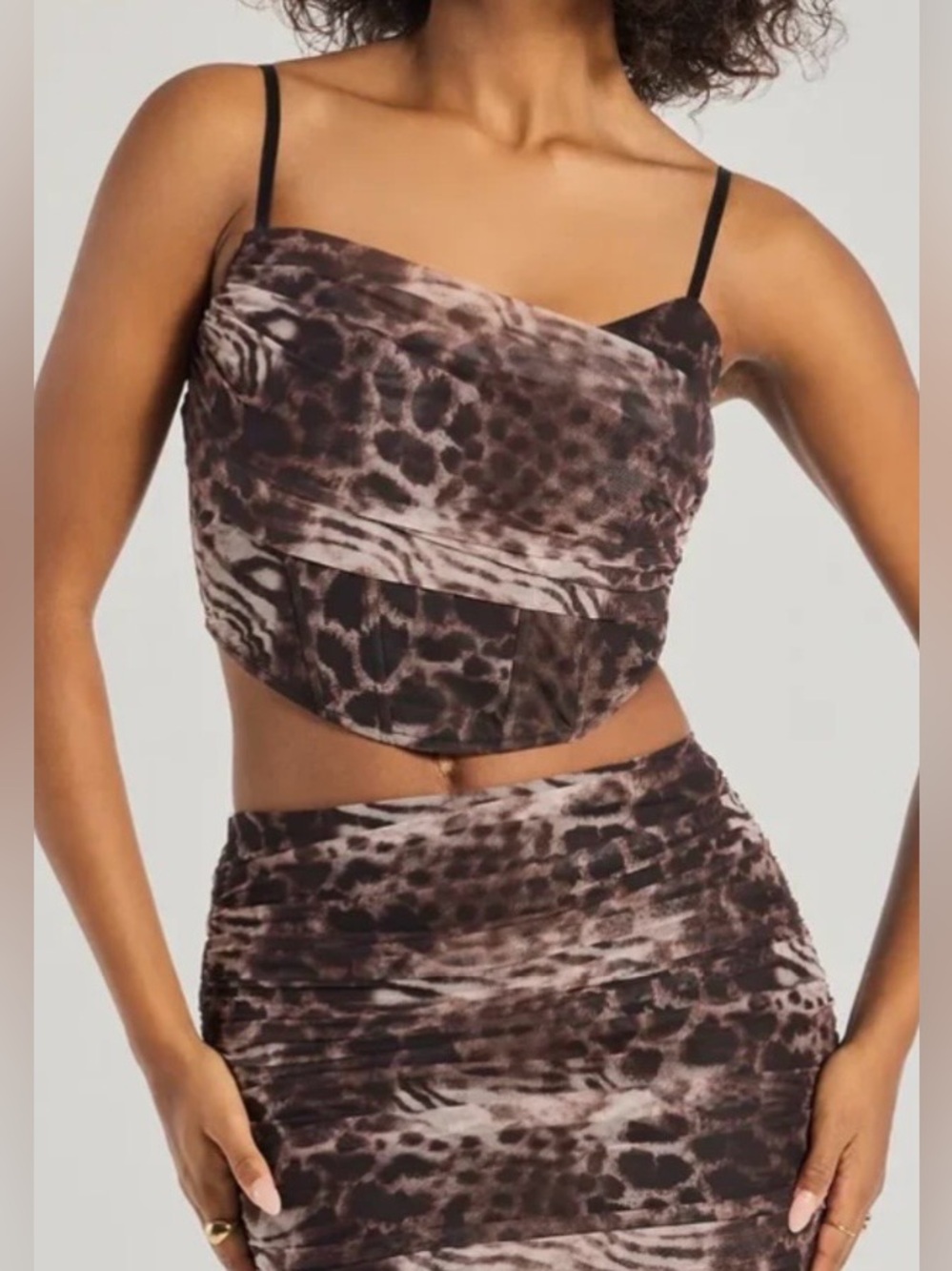WINDSOR Brown Leopard Print Crop Top Women’s Size Small